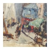 Stra&szlig;enszene in Paris, Frankreich, datiert 1950
