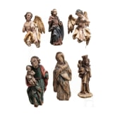 Five small southern German religious figurines, wood, 18th century