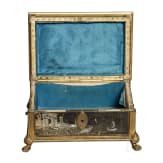 A German brass-mounted wooden lacquer mother-of-pearl inlay casket, probably Dresden, 18th century