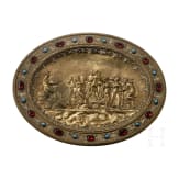 A Viennese footed oval plate with enamelled decor, circa 1860
