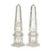 A pair of French mountain crystal obelisks, 19th century