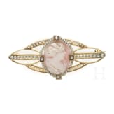 Gold-Brosche mit Kamee, um 1920