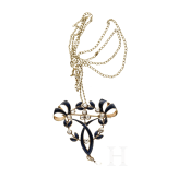Emaille-Brosche mit Diamanten, um 1900