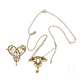 Kette mit Jugendstil-Anh&auml;nger und Brosche, um 1900