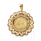 Anh&auml;nger mit Goldm&uuml;nze mit Portrait Elisabeths II., M&uuml;nze datiert 1957
