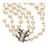 Perlenkette mit Saphiren und Diamanten