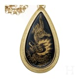 Goldkette mit Porzellan-Anh&auml;nger, 20. Jh.
