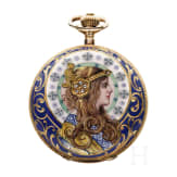 Kleine Jugendstil-Taschenuhr mit Emaille, Paris, um 1900