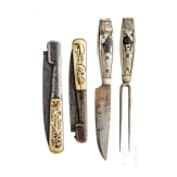Zwei Besteckteile und zwei Klappmesser, 19. Jhdt.