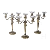 Set aus elf Schnapsgl&auml;sern sowie kleine Sammlung Leuchter, Frankreich, 20. Jhdt.