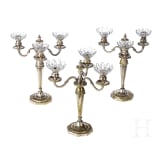 Set aus elf Schnapsgl&auml;sern sowie kleine Sammlung Leuchter, Frankreich, 20. Jhdt.