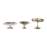 Sechs Fu&szlig;schalen in Silber bzw. "Sterling weighted", 19. und 20. Jhdt.
