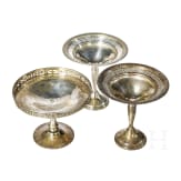 Sechs Fu&szlig;schalen in Silber bzw. "Sterling weighted", 19. und 20. Jhdt.