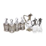 Sieben teils silbermontierte Glaskaraffen, um 1920 - 1970