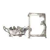 Jugendstil-Tischspiegel von "GSW"/"Achille Gamba" und gro&szlig;e Jugendstil-Schale