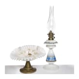 Petroleumlampe und Fu&szlig;schale, B&ouml;hmen, Ende 19. Jhdt.