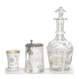 Karaffe mit St&ouml;psel, Becher und Krug mit Zinndeckel, B&ouml;hmen, 19. Jhdt.