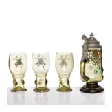Krug und drei R&ouml;mer, Bayerischer Wald, wohl Theresienthal, um 1900