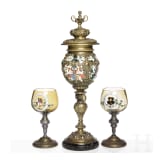 Deckelpokal und zwei R&ouml;mer, Bayerischer Wald, um 1890 bzw. einer datiert 1889