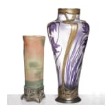 Zwei Jugendstil-Vasen mit Metallmontierung, Verreries de Saint-Denis, Legras & Cie, Nancy, Val Saint Lambert bzw. K&ouml;ln, Orivit-Metallwarenfabrik, um 1910