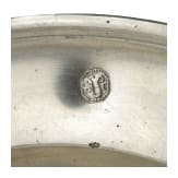 Ein Satz von sechs barocken Zinntellern und einer Platte, Frankfurt, datiert 1739