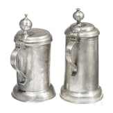 Zwei Walzenkr&uuml;ge aus Zinn, Marienberg und Chemnitz, datiert 1783 und 1785