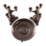 Dreiteiliges Tischset aus Eisenguss, Gie&szlig;erei Offenbach, um 1840/50