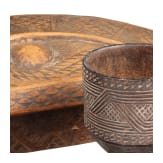 Deckelschale und Trinkbecher aus Holz, Westafrika