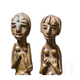 H&ouml;lzernes Besteck, zwei kleine Bronzefiguren, Afrika um 1900