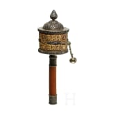 Silbermontierte Gebetsm&uuml;hle, Tibet, 19. Jhdt.