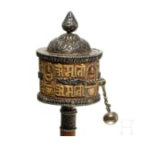 Silbermontierte Gebetsm&uuml;hle, Tibet, 19. Jhdt.