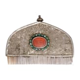 Silbermontierter und steinbesetzter Kamm, Tibet, 20. Jhdt.