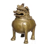 Bronzegef&auml;&szlig; in Form eines Fo-Hundes, China, 1. H&auml;lfte 20. Jhdt.