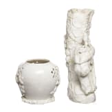 A Chinesewhite-glazed brushpot and a small jar, 19th - 20th century