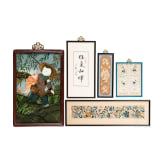 Konvolut asiatisches gerahmtes Kunsthandwerk, meist 19. Jhdt.