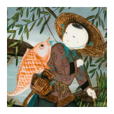 Konvolut asiatisches gerahmtes Kunsthandwerk, meist 19. Jhdt.