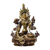 Gr&uuml;ne-Tara-Bronzefigur, Nepal, 19. Jhdt.