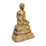 Bronzestatue eines sitzenden Buddhas, Thailand, 19. Jhdt.