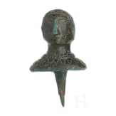 Möbelbeschlag in Form eines Kopfes, Bronze, römisch, 1. - 2. Jhdt.