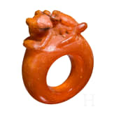 A Roman amber ring with a depiction of a dog, 2nd - 3rd century