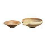 Three Roman sigillata vessels and a bowl, 2nd - 4th century