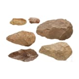 Six Palaeolithic stone tools, 100,000 - 10,000 B.C.