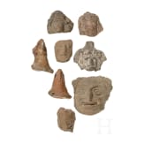 Eight Central American terracotta heads, pre-Columbian