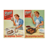 Willi Engelhardt - zwei Plakate f&uuml;r Reibekuchen-Kartoffelpuffer und Kn&ouml;del-Reibekuchen, Pfanni-Werke M&uuml;nchen