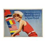 Willi Engelhardt - a large two-part draft poster for "Fleischmann's Hotel-Strand- u. Sportbad" in Steinebach in Upper Bavaria