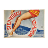 Willi Engelhardt - a large two-part draft poster for "Fleischmann's Hotel-Strand- u. Sportbad" in Steinebach in Upper Bavaria