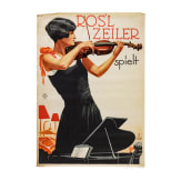 Willi Engelhardt - Plakatentwurf f&uuml;r eine Konzertank&uuml;ndigung mit Violinistin "Rosl Zeiler spielt"