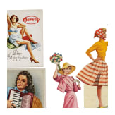 Willi Engelhardt - sechs Reklameaufsteller, dabei zwei Gouache-Entw&uuml;rfe, einer von Hohner M&uuml;nchen, ein Muster f&uuml;r "Kaiser's Brust-Caramellen" und zwei Herzog-Aufsteller "Der B&uuml;stenhalter"
