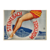 Willi Engelhardt - gro&szlig;formatiges zweiteiliges Plakat als Entwurf f&uuml;r "Fleischmann's Hotel-Strand-u. Sportbad" in Steinebach am W&ouml;rthsee in Oberbayern, um 1930