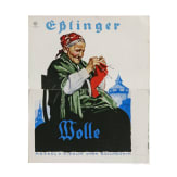 Zwei Plakate - eine Vorlage von Hermann-Sonntag-Druck f&uuml;r "E&szlig;linger Wolle", Entwurf Ludwig Hohlwein, und ein Werbeplakat f&uuml;r "Rotti Fleischw&uuml;rfel"